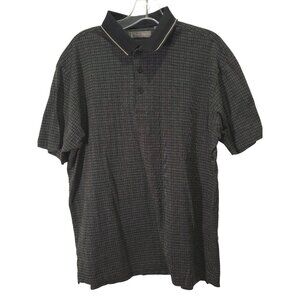 David Taylor Black Grid Polo Shirt Short Sleeve Lightweight Men's